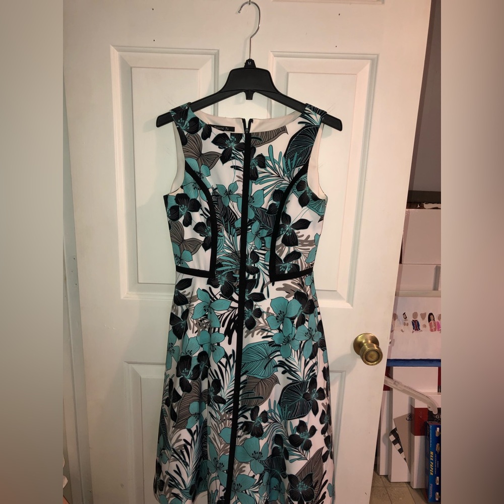 Black/white/turquoise sleeveless dress a-line by Suite 7   Size 6